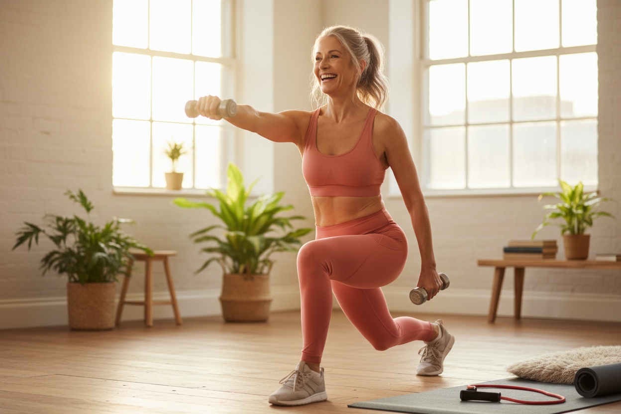 Fit 60-year-old woman exercising