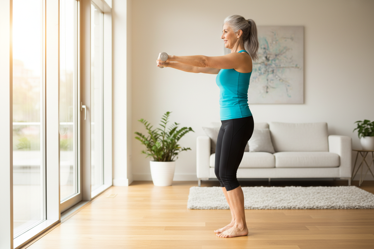 Person doing heel raises at home
